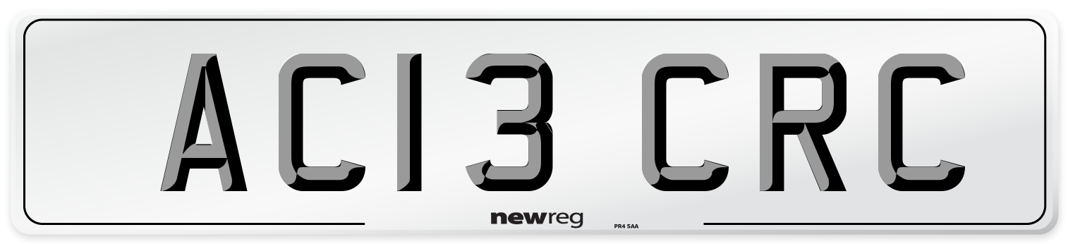 AC13 CRC Number Plate from New Reg